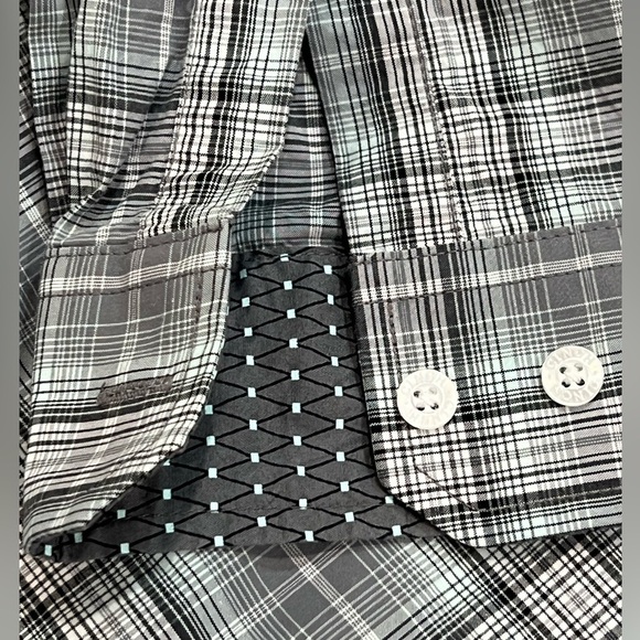 CINCH Men’s Medium Longe Sleeve Logo Plaid Cowboy Western Pattern Cuff RG - Picture 5 of 11